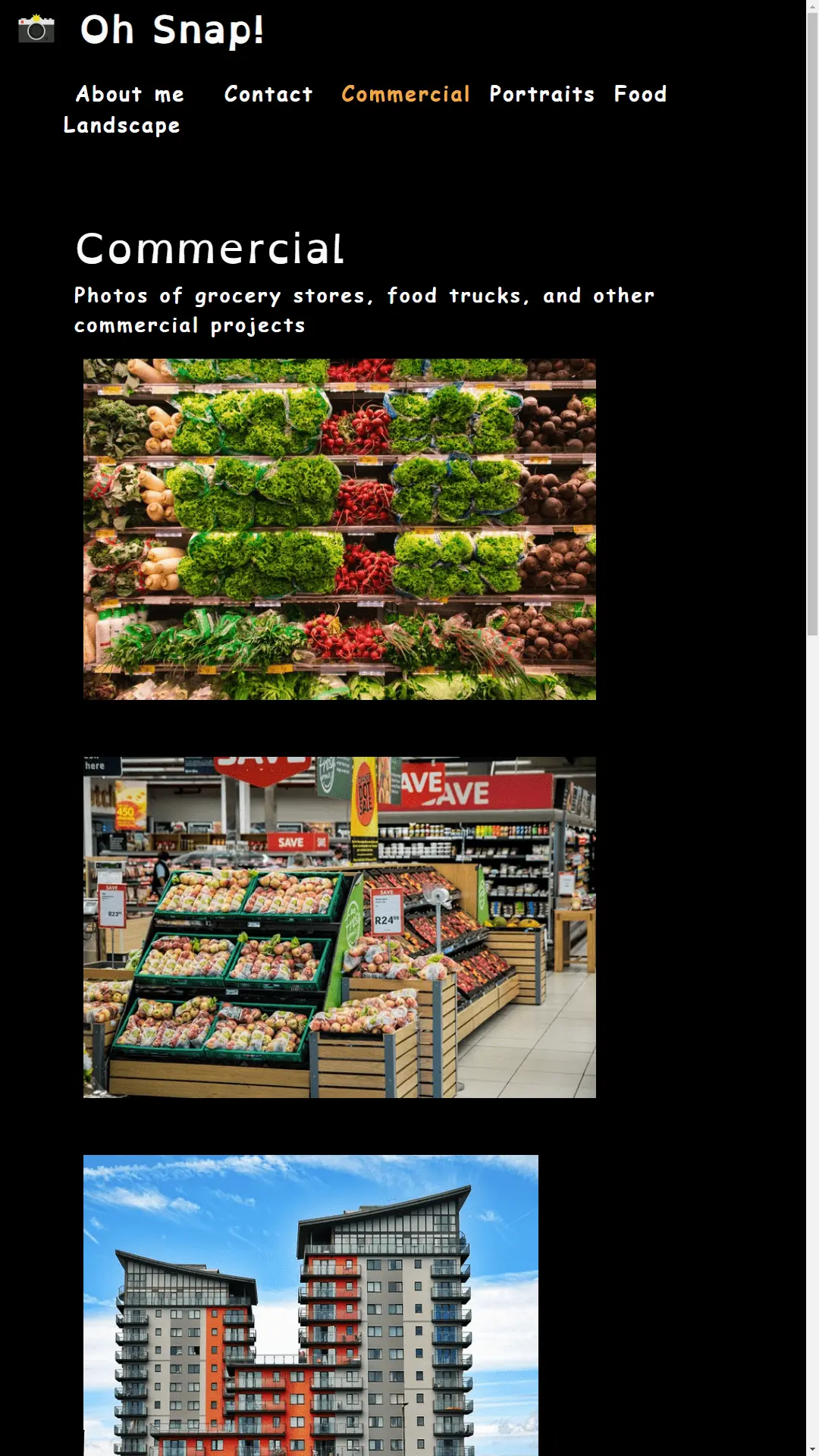 Screenshot of Oh Snap! website or app