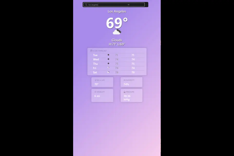 Screenshot of Weather Dashboard website or app